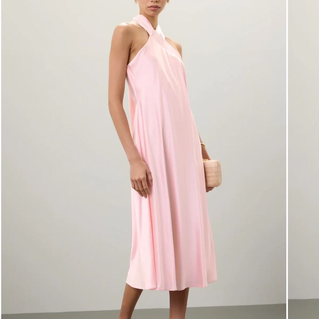 Ralph Lauren Prasetijo Pink Halter Midi Dress Size 2